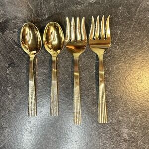 4 Pieces Towle Supreme‎ IONIC Gold Electroplate 2 Spoons, Forks